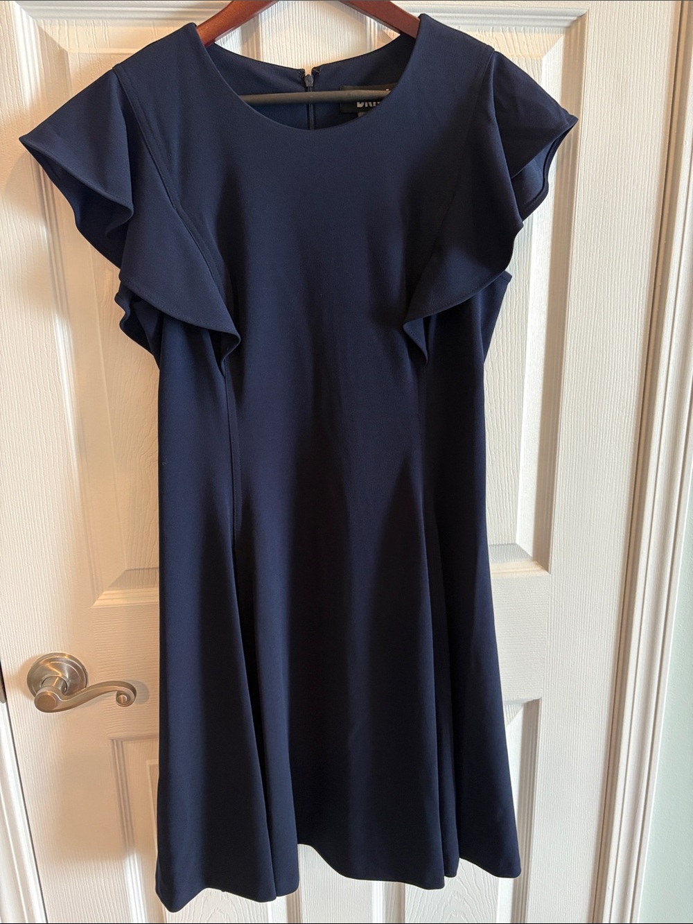 NWT DKNY Navy Ruffle-Sleeve Midi Dress size 8